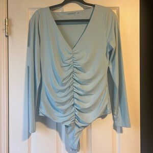 Abercrombie Long Sleeve Ruched V-Neck Bodysuit